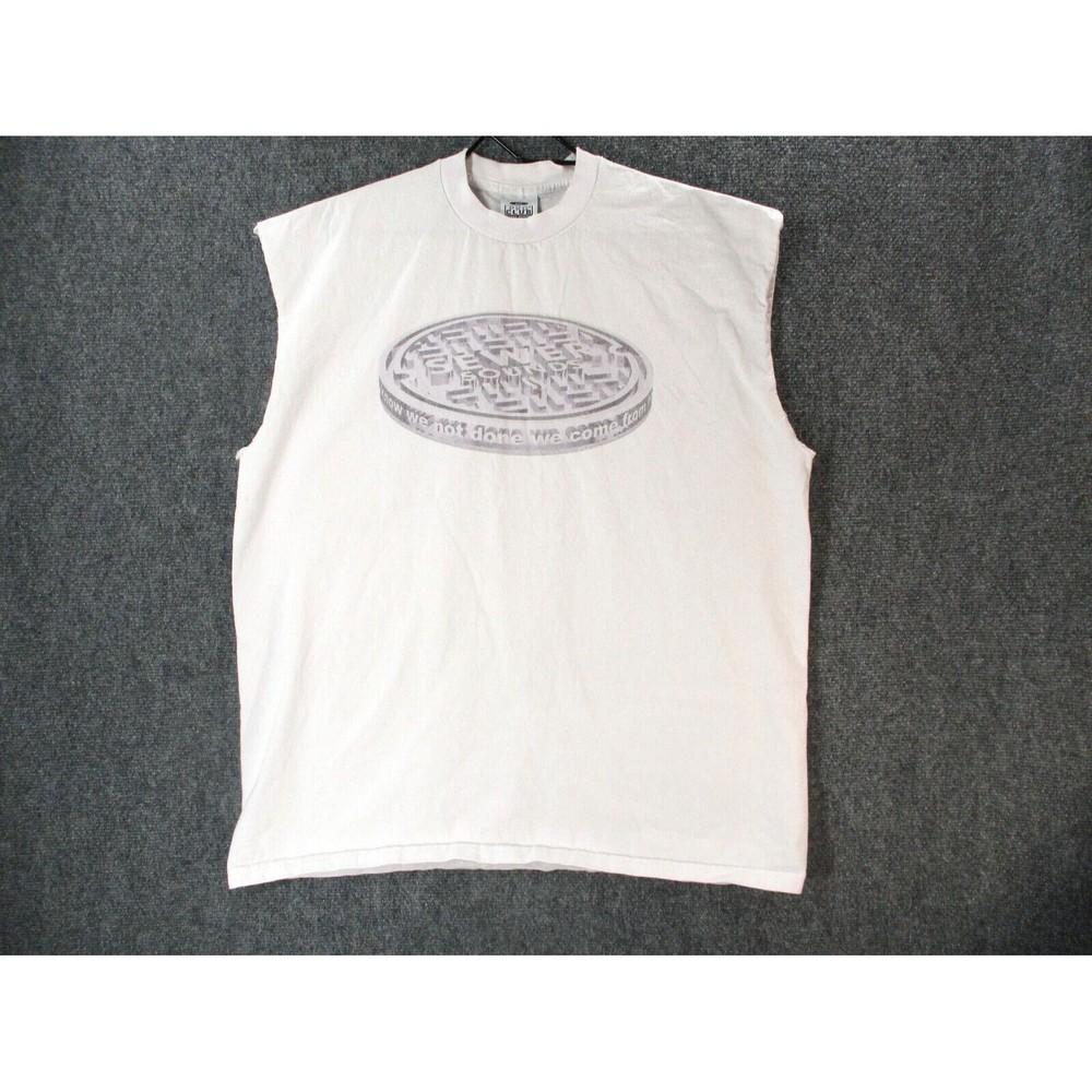 ASAP Ferg Sewer Sounds Shirt Mens Adult 2XL White Sleeveless Logo Active XXL Cre